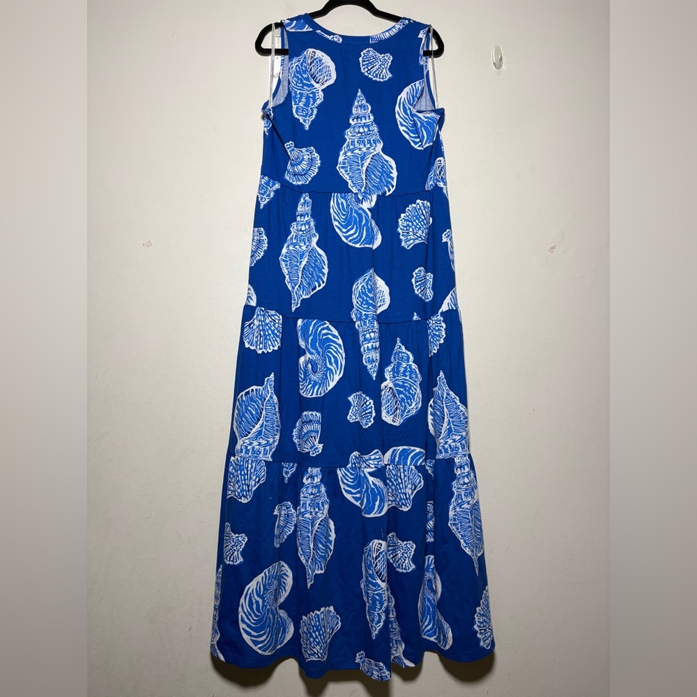 Lilly Pulitzer Syndee Maxi Dress in Barton Blue Shell of a Good Time Size L - Picture 9 of 10